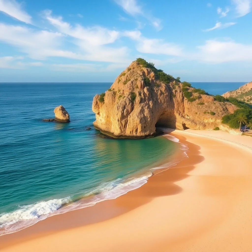 Stunning Beach Cove with Rock Formation and Turquoise Waters