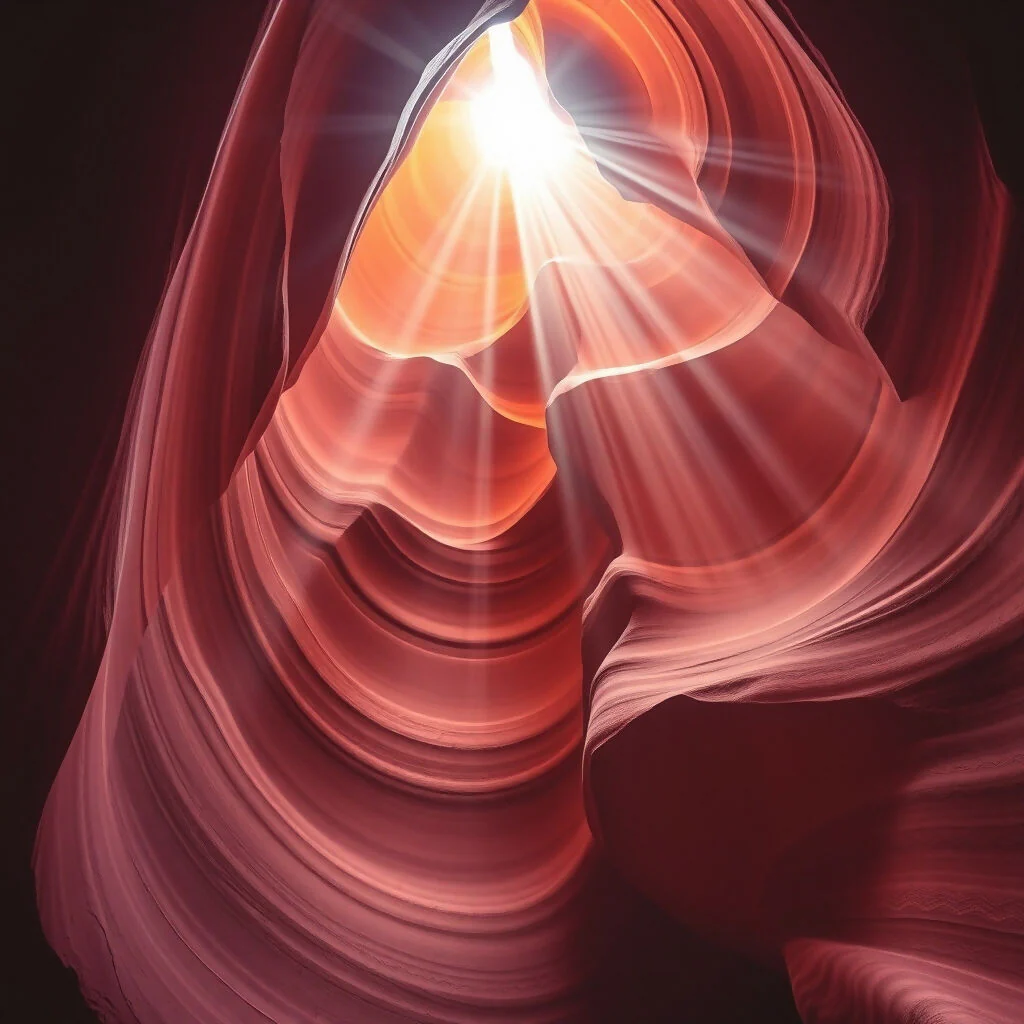 Sunlight Beam Through Antelope Canyon's Sculpted Sandstone Walls