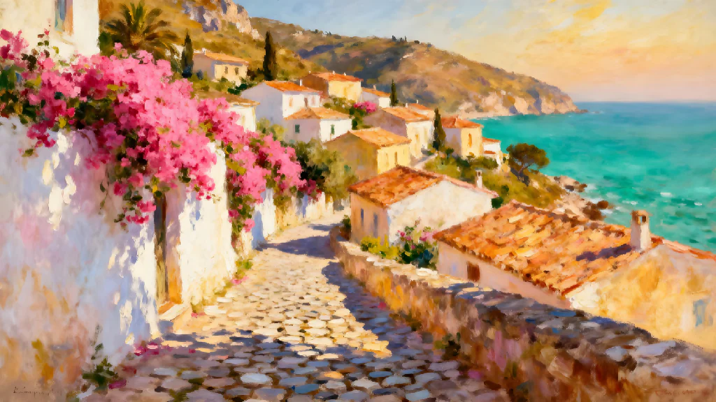 Sunlit Mediterranean Village