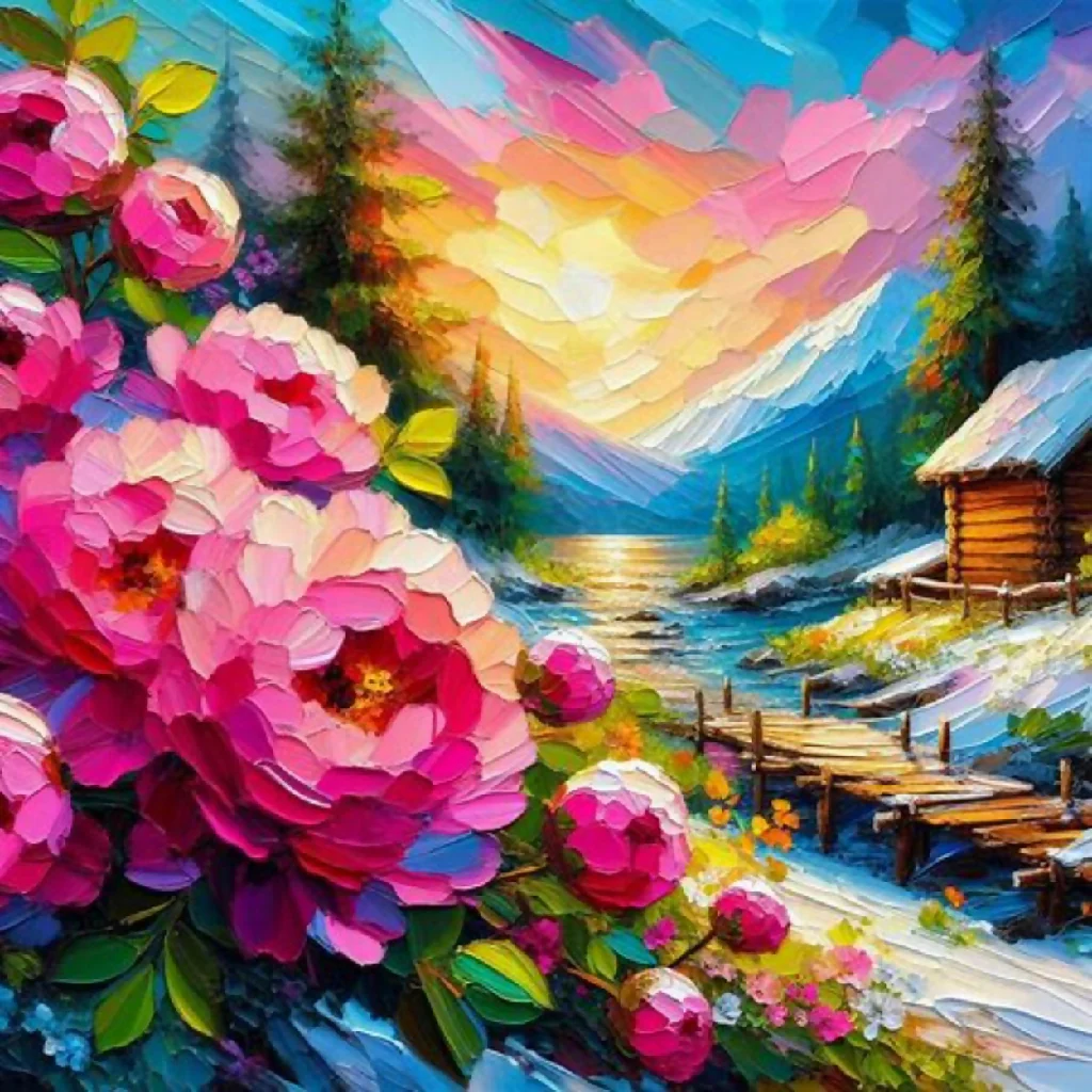 Sunlit Peonies in the Forest