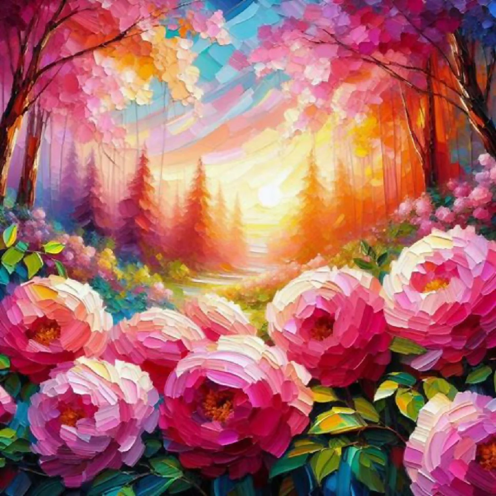 Sunlit Peonies in the Forest - Image 3