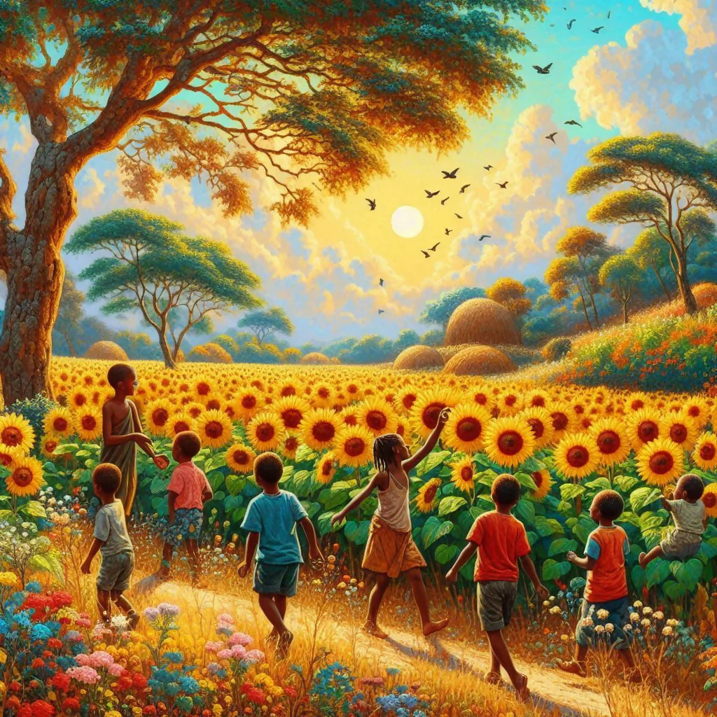 "Sunlit Serenade: Childhood in Bloom"