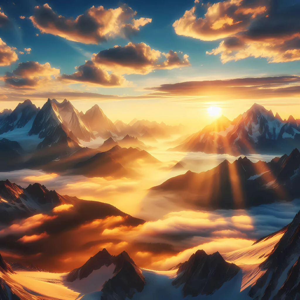 Sunrise Kisses over Snowy Peaks - Image 2
