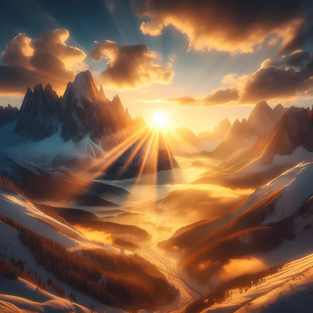 Sunrise Kisses over Snowy Peaks - Image 3