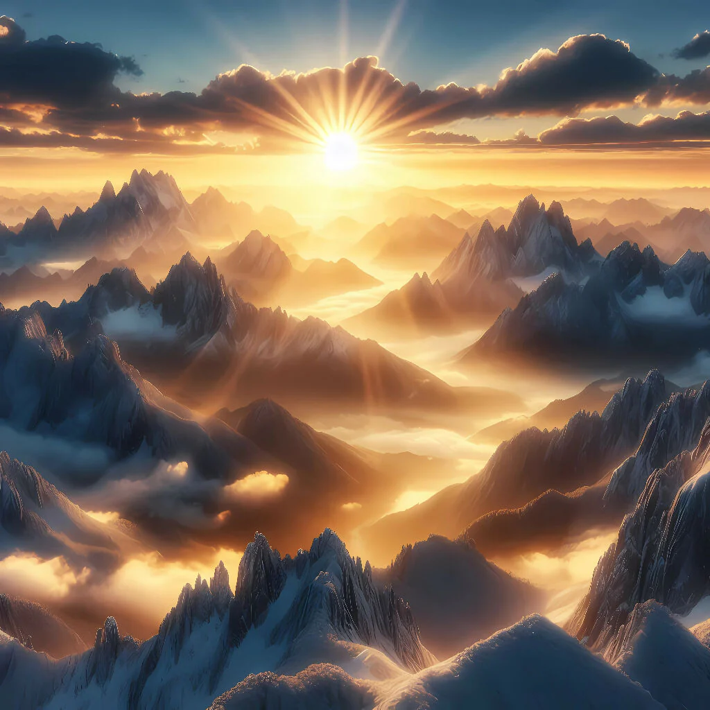 Sunrise Kisses over Snowy Peaks - Image 4