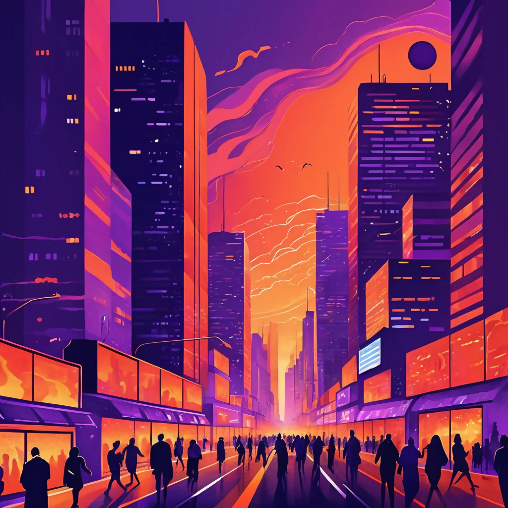 Sunset Cityscape Bustle