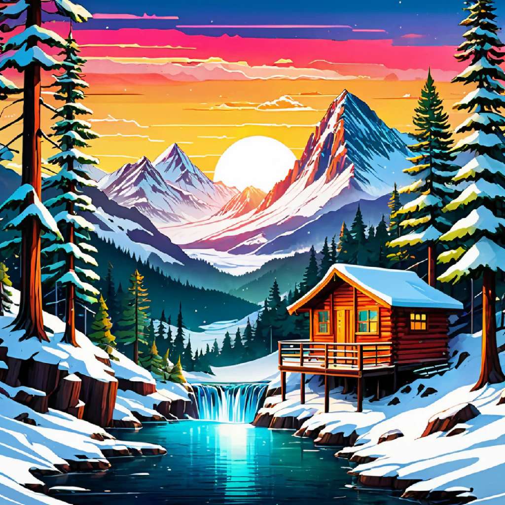 Sunset in the Snowy Forest - Image 10