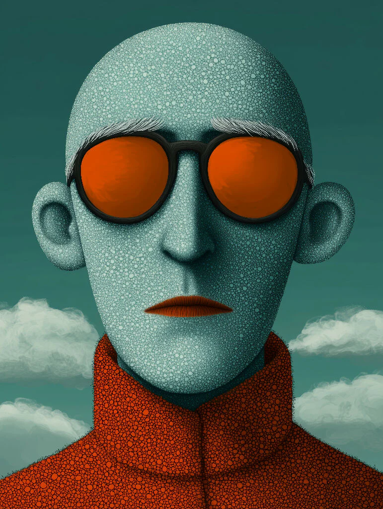 Surreal Portrait with Blue-Green Skin