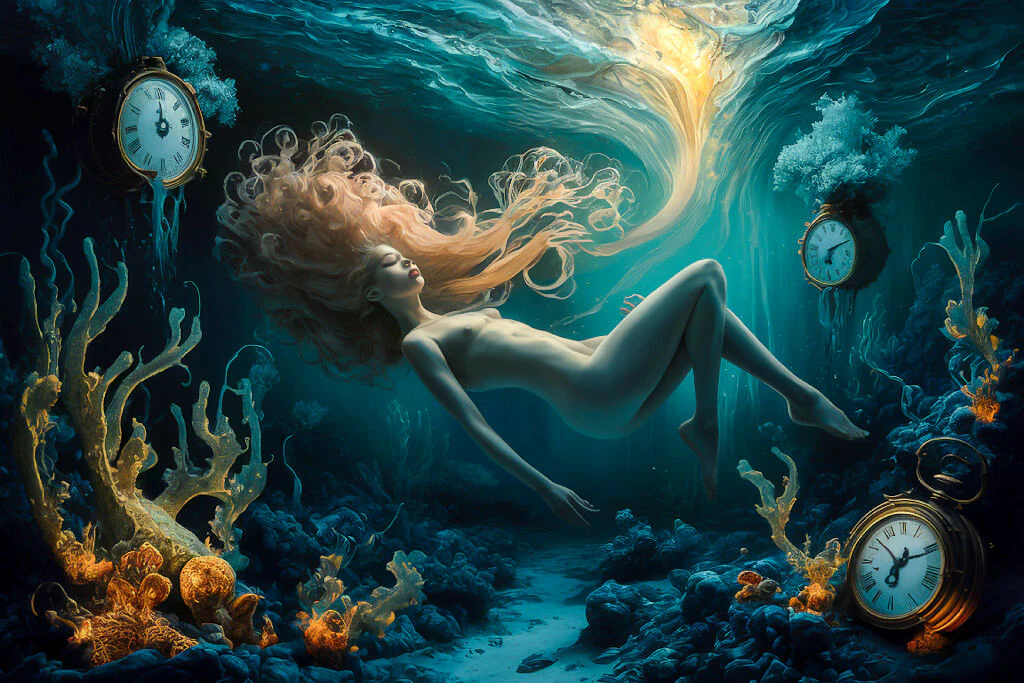 Surrealist Nude Art of Naked Woman Under The Sea #1