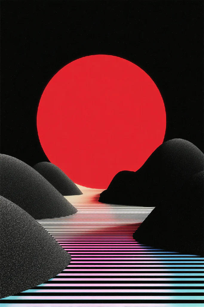 Abstract Synthetic Horizon: Red Sun I