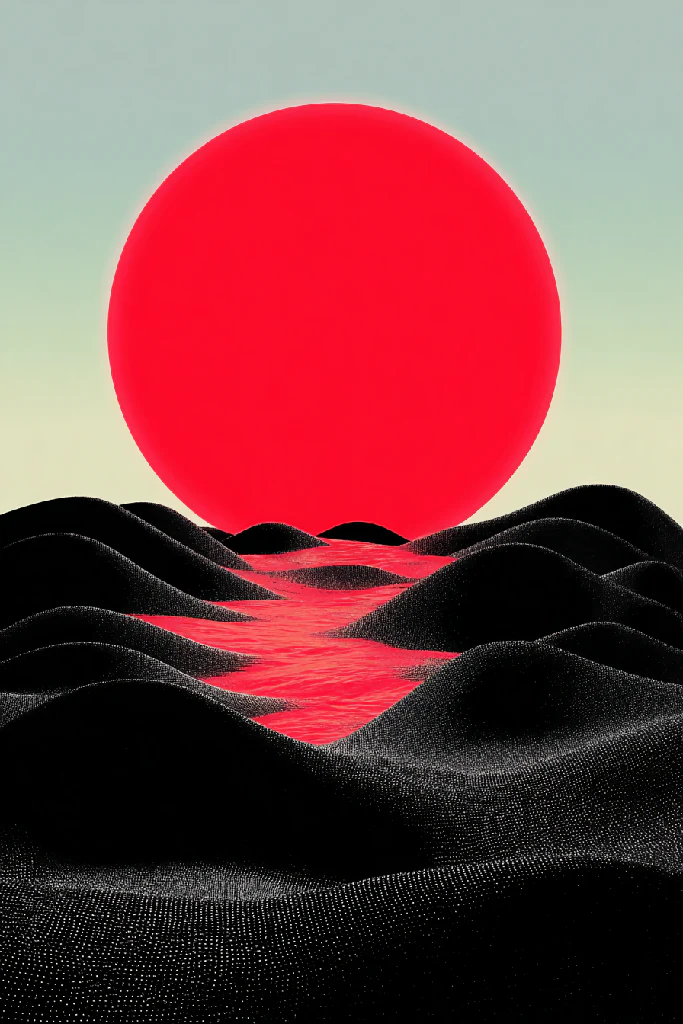 Abstract Synthetic Horizon: Red Sun II