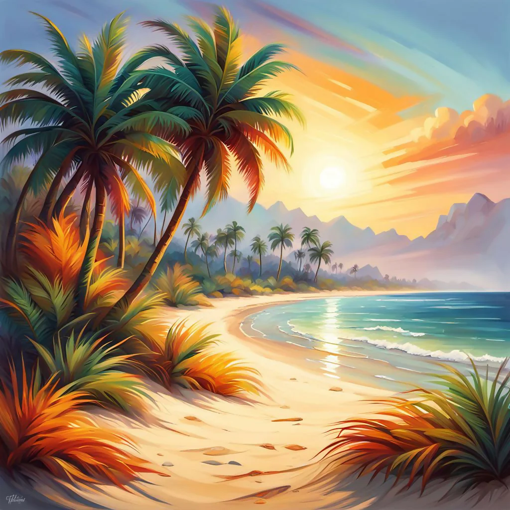 Tall palm trees swaying in the breeze