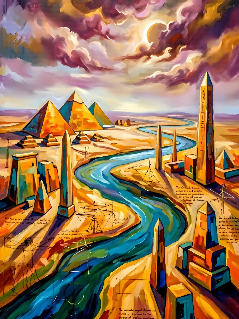The Alchemist's Nile: Golden Eclipse over Giza