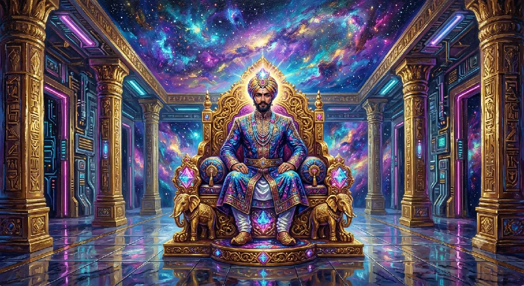 The Eternal Sovereign Maharaja of the Cosmic Neon Galaxy Fine Art