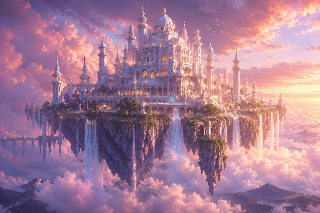 The Heavenly Kingdom: Floating White Palace in the Clouds