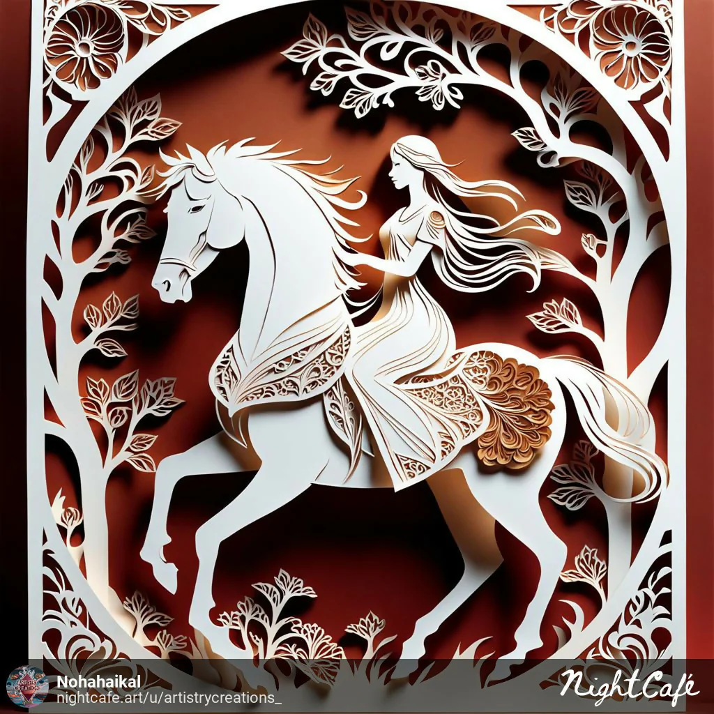 The Kirigami art features delicate paper cuts