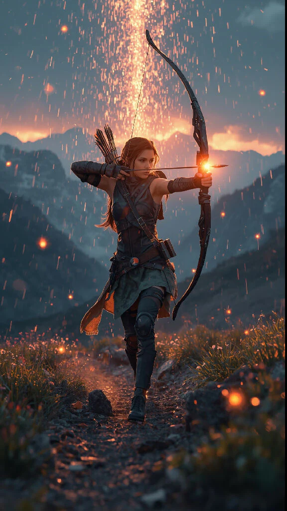 The merged archer walks forward with confident momentum