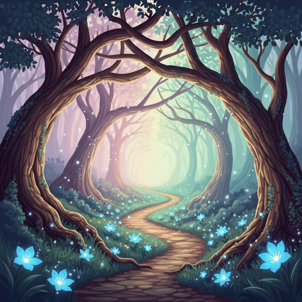 The Pathway of Light — Mystical Forest Canopy Art