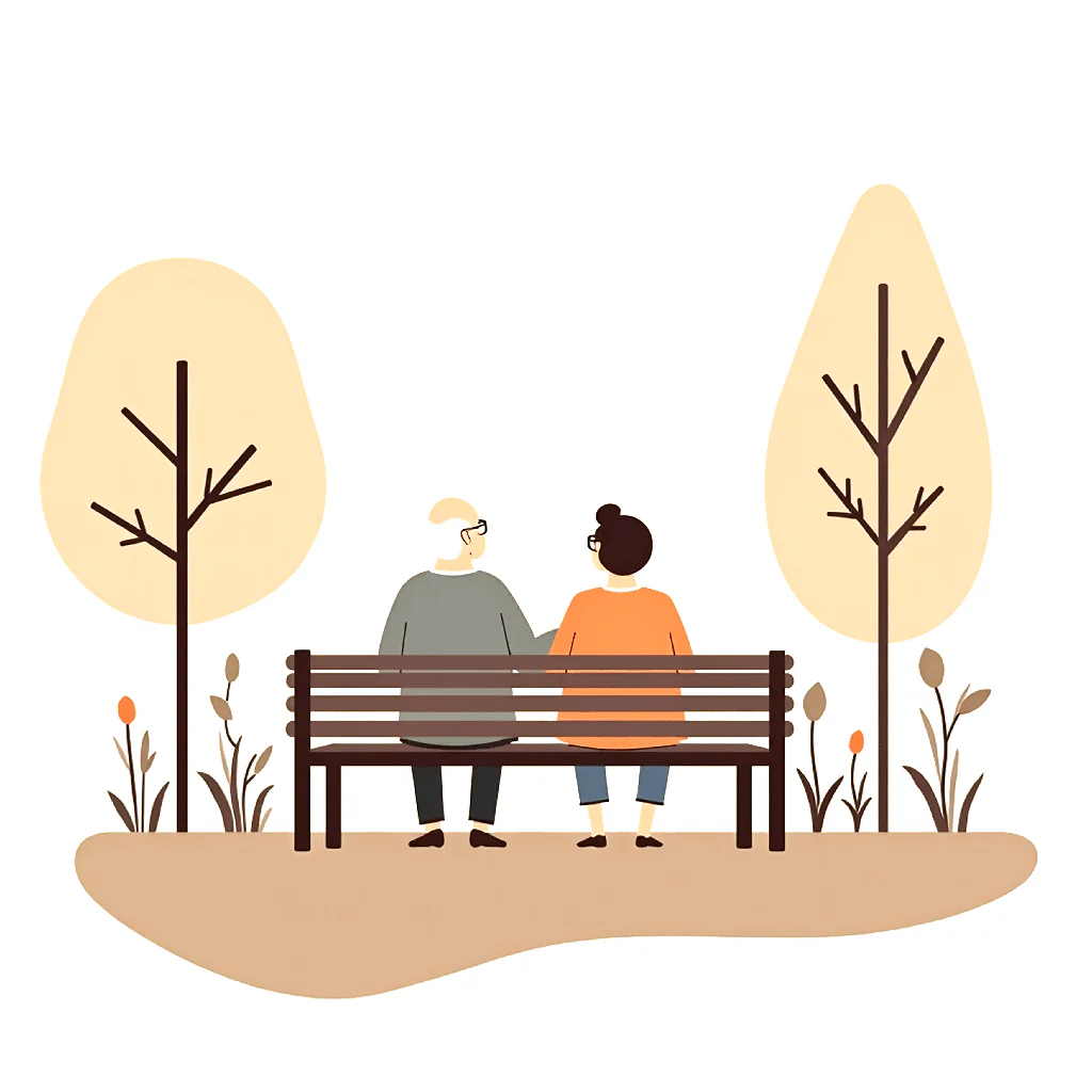 The Quiet Bench: A Study in Companionship - Unique AI Art