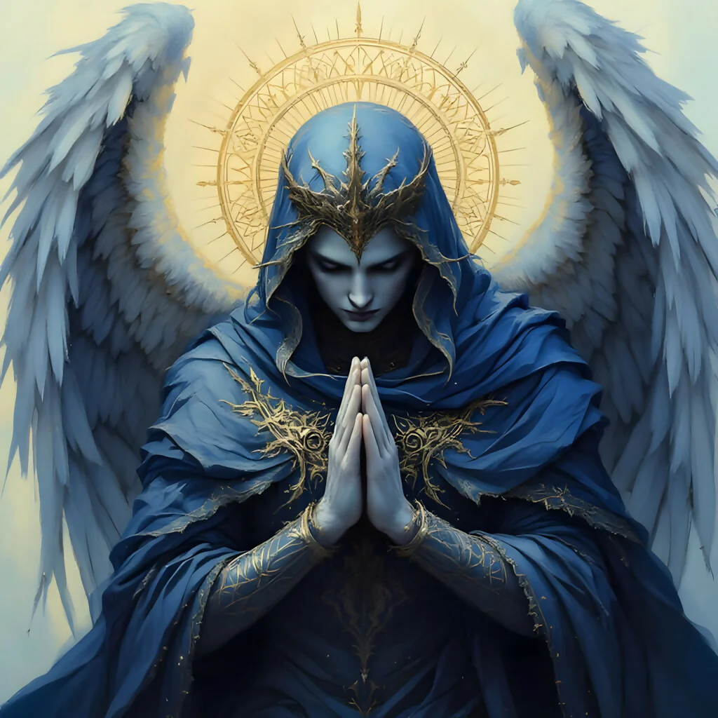 The Silent Guardian: Celestial Archangel in Prayer