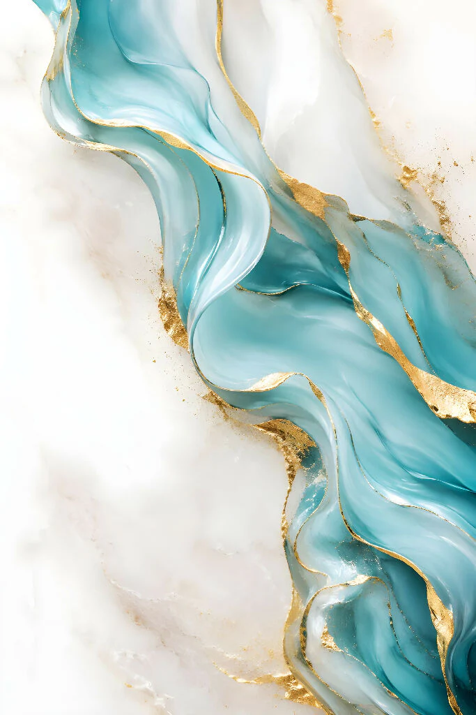 The Turquoise Horizon: Luxury Fluid Marble Abstract