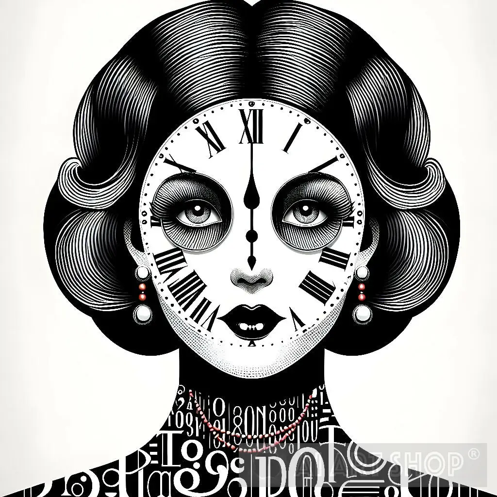 Timeless Beauty: Woman In Clock Face Wall Art