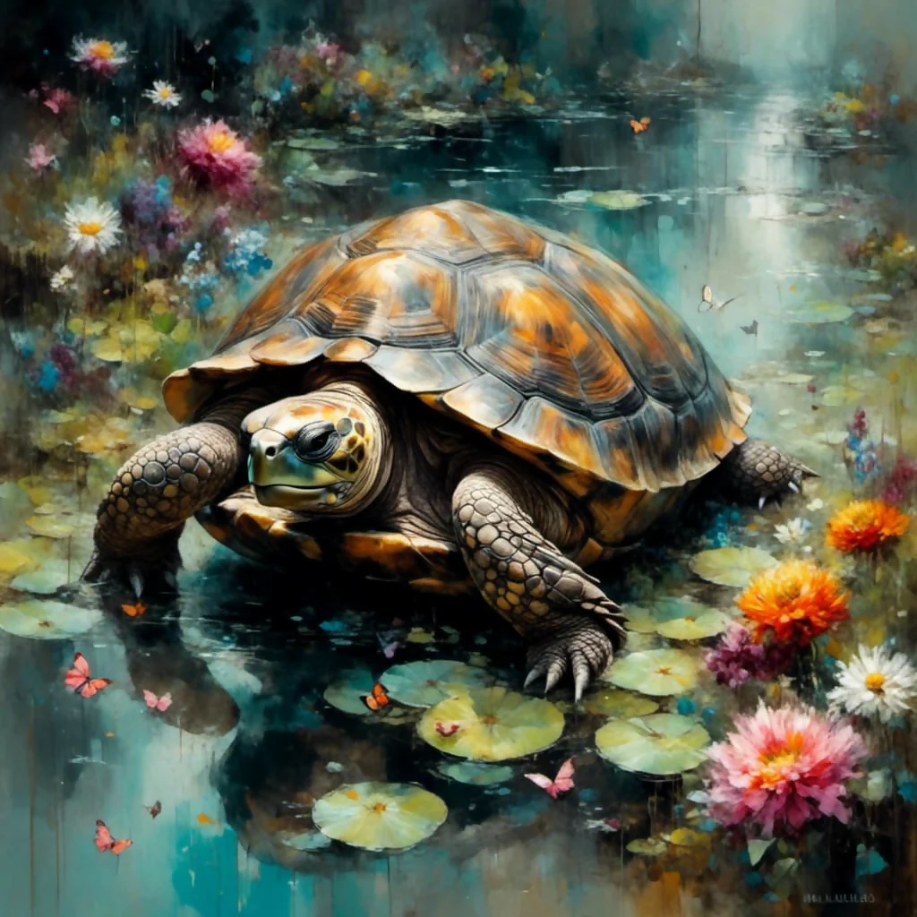 Tortoise In A Pond