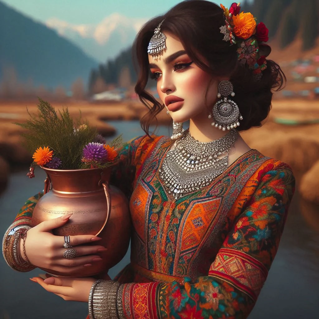 Traditional Elegance: Serene Beauty With Water Pot - Image 3