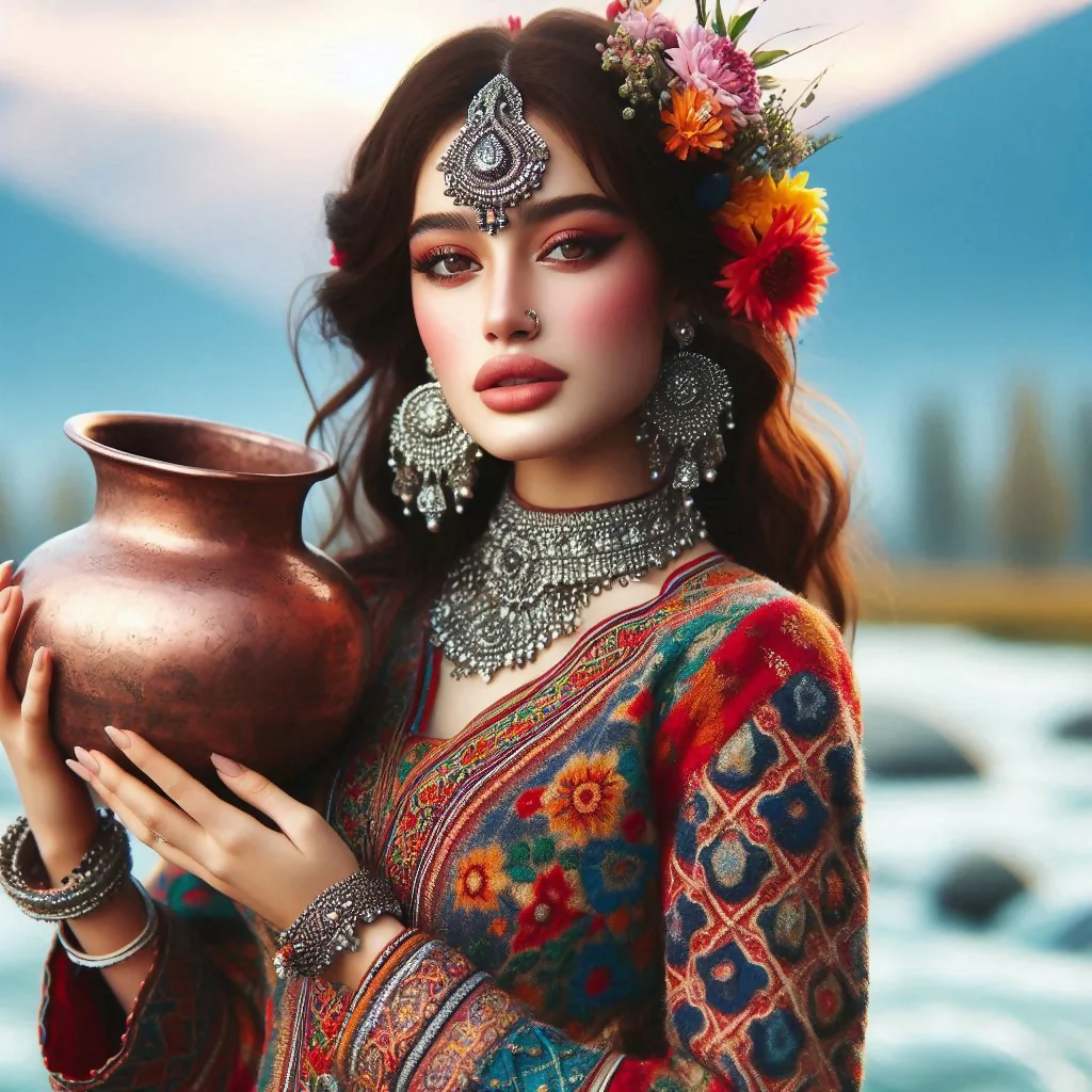 Traditional Elegance: Serene Beauty With Water Pot - Image 4