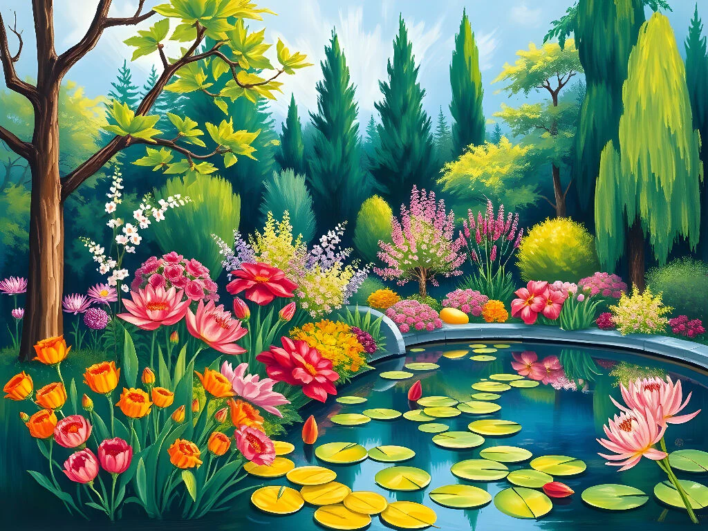 Tranquil Lily Pond Garden