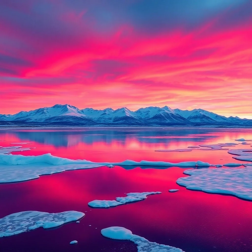 Tranquil Reflections: A Serene Winter Dawn Over Majestic Peaks - Image 2