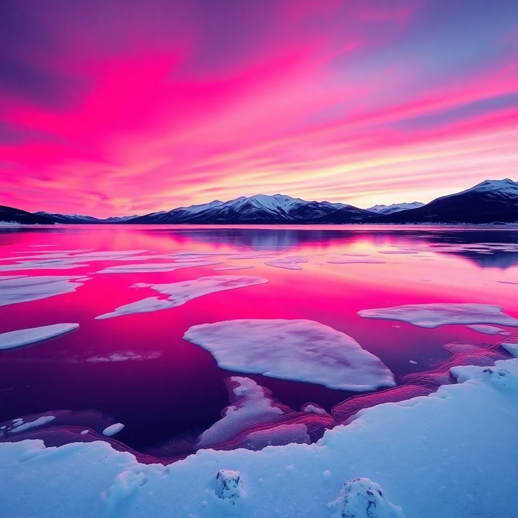 Tranquil Reflections: A Serene Winter Dawn Over Majestic Peaks - Image 3