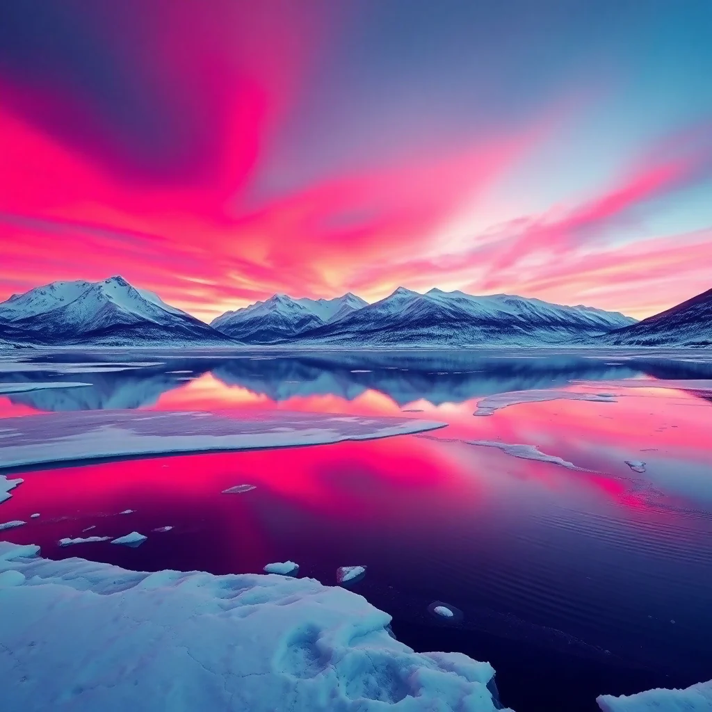 Tranquil Reflections: A Serene Winter Dawn Over Majestic Peaks - Image 4
