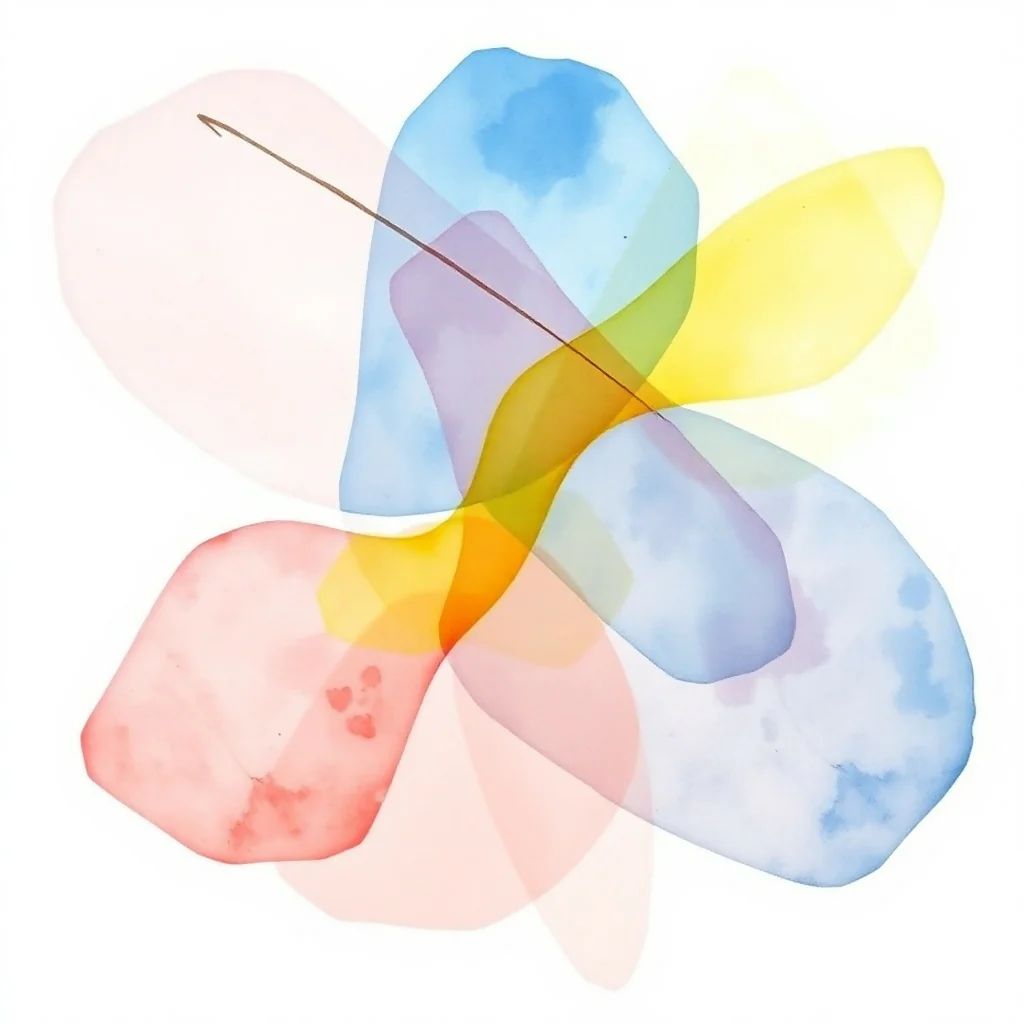Translucent Watercolor Flower Petals in Soft Pastel Rainbow