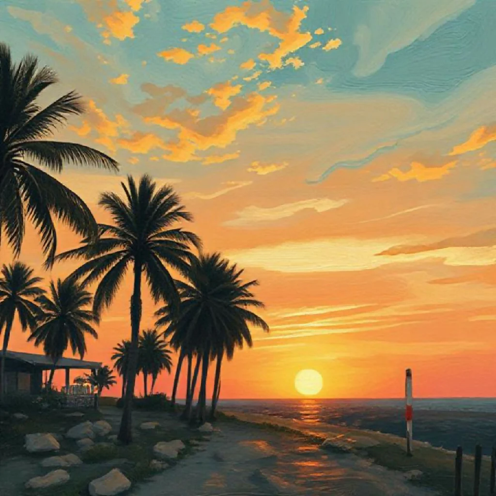 tropical beach at sunset - Image 3