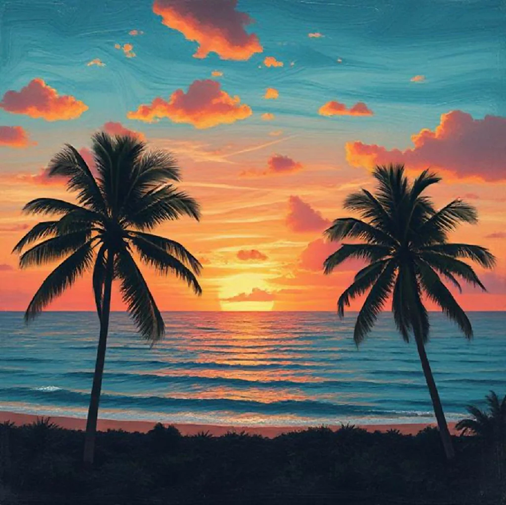 tropical beach at sunset - Image 4
