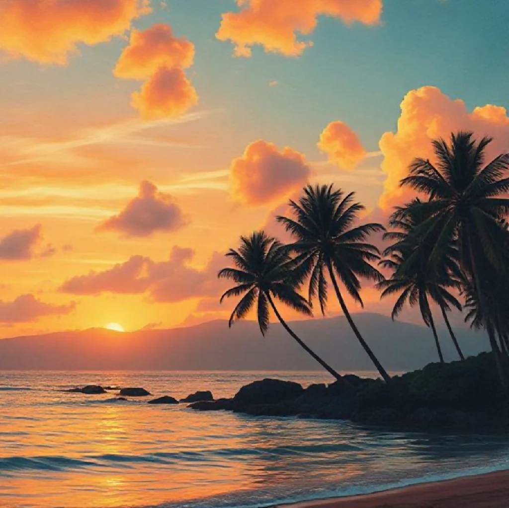 tropical beach at sunset - Image 6