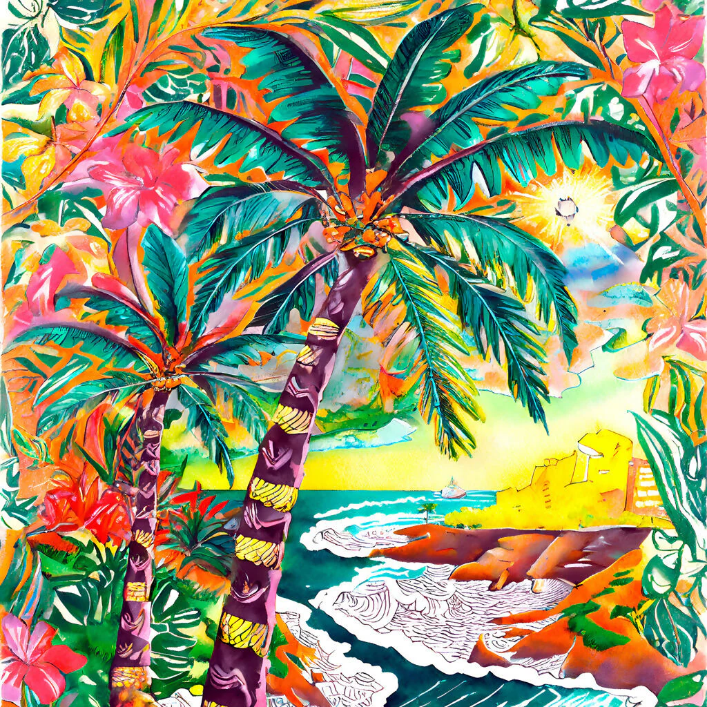 Tropical Paradise AI Art Print