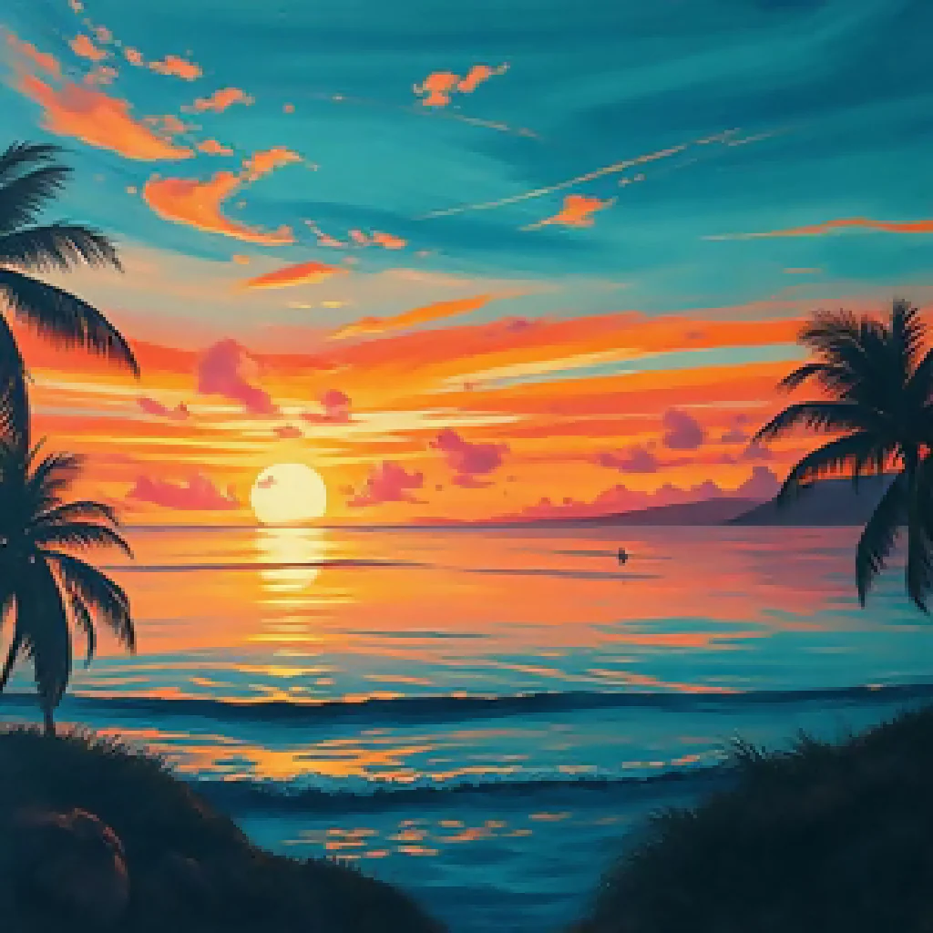 Tropical Sunset Beach with Palm Trees - Image 4