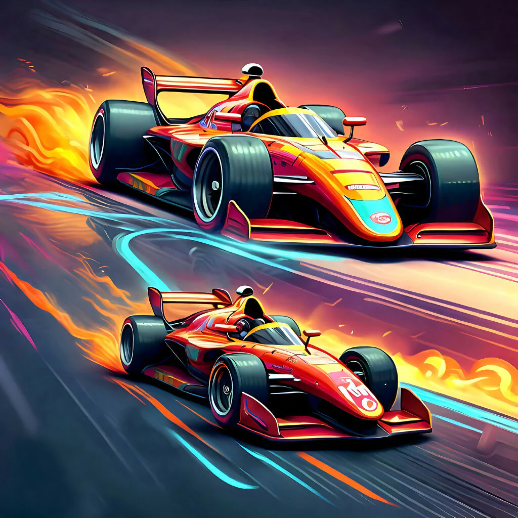 Turbo Blaze: Pop Art Racing Duo in Motion