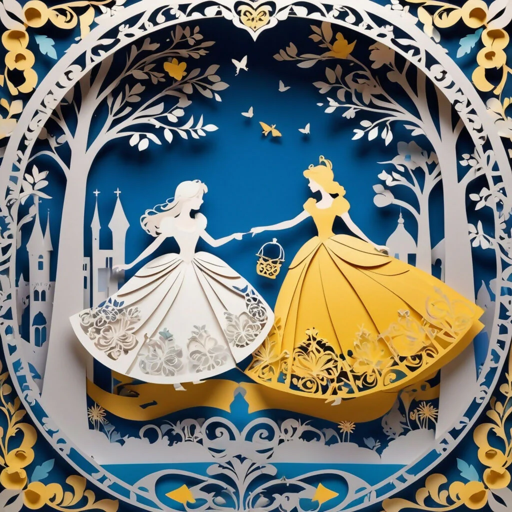 Twin Princess Paper Cut Art