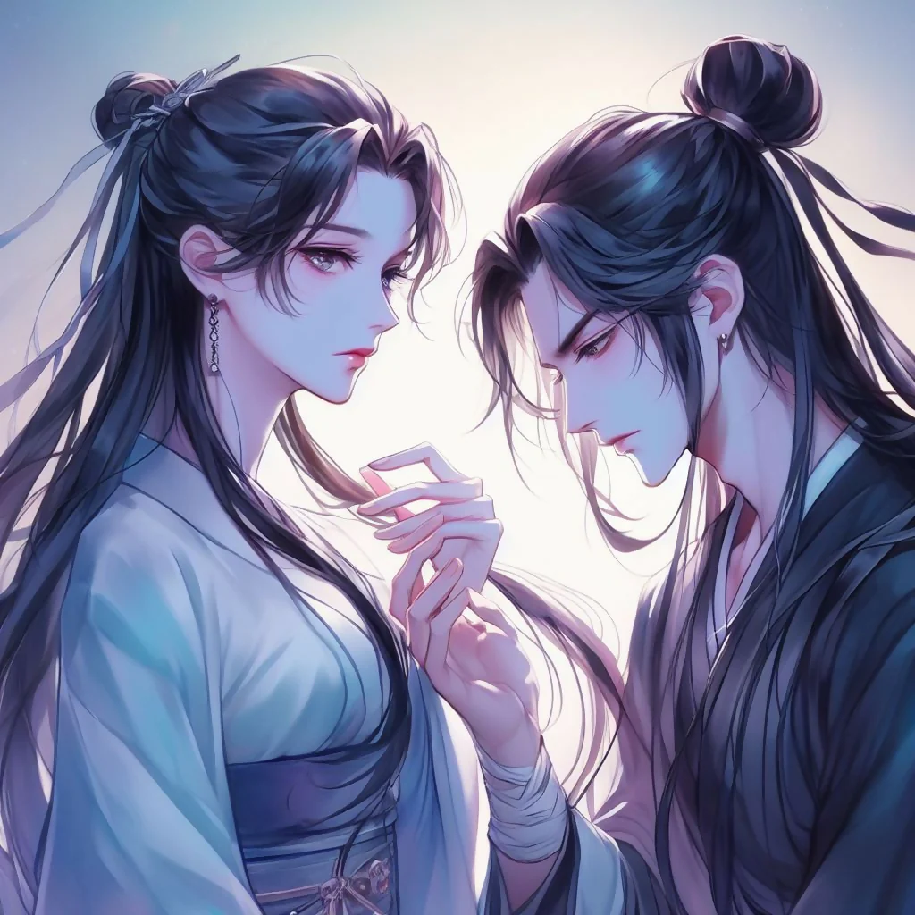 Two Ancient Chinese Lovers Meeting at Night