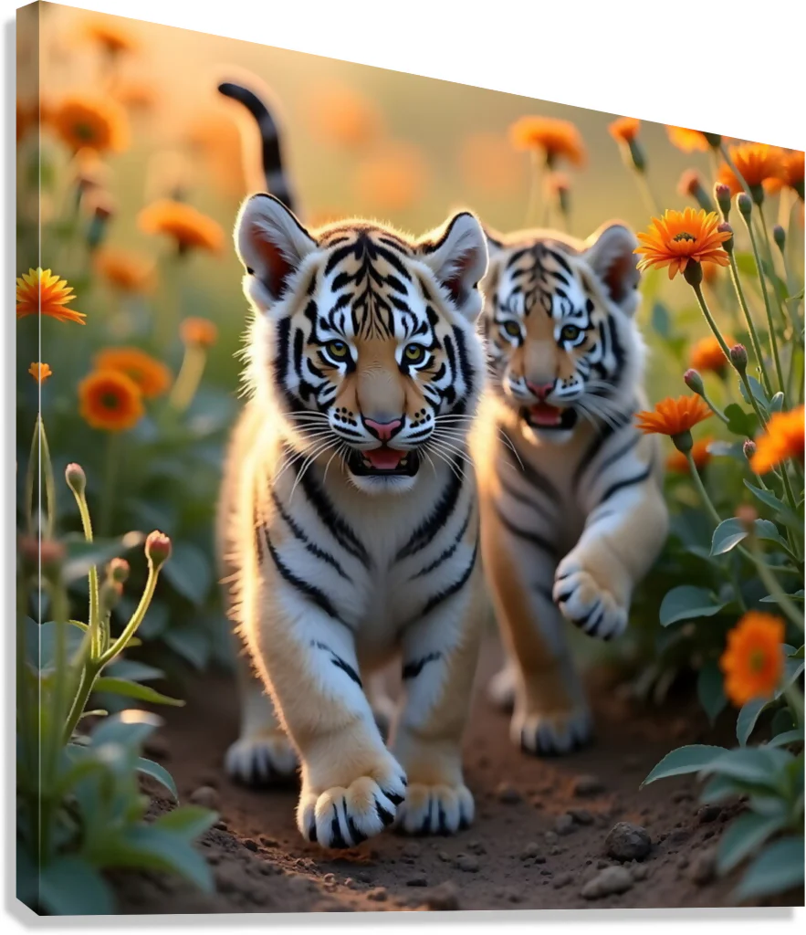 "Two brothers running in the flowers" - Image 4