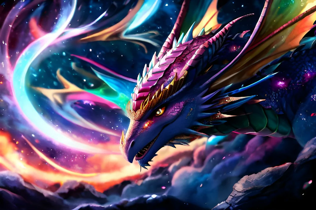 Unleash the Magic: Exploring Psychedelic Fractal Art Through a Purple Dragon