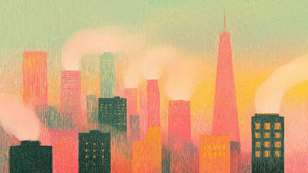 Urban Haze – Cityscape Sunset
