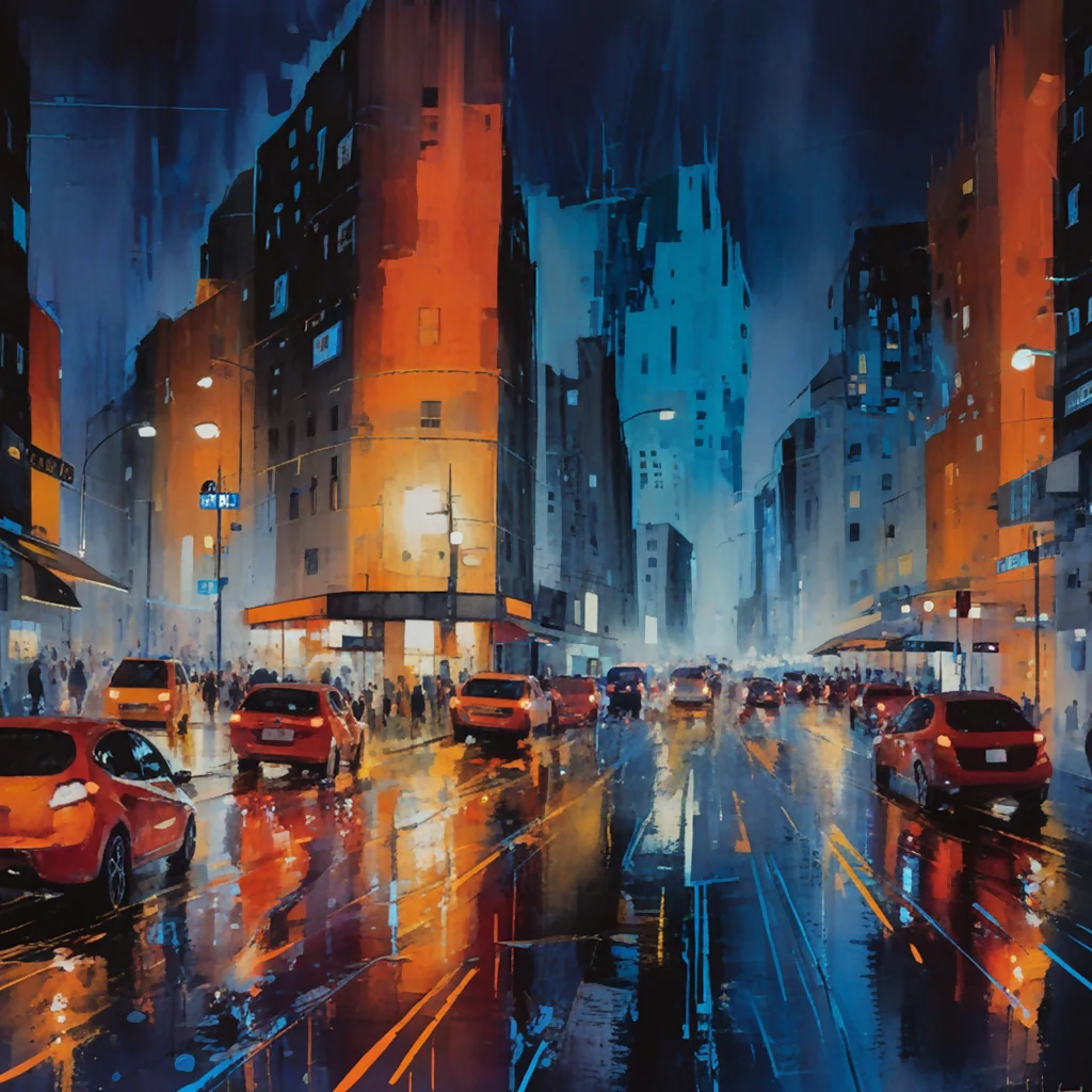 Urban landscape in digital watercolor.