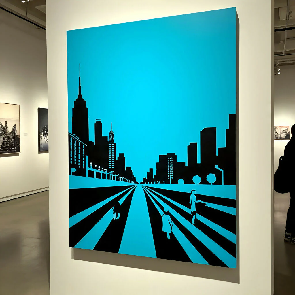 Urban Pulse Blue Cityscape AI Art