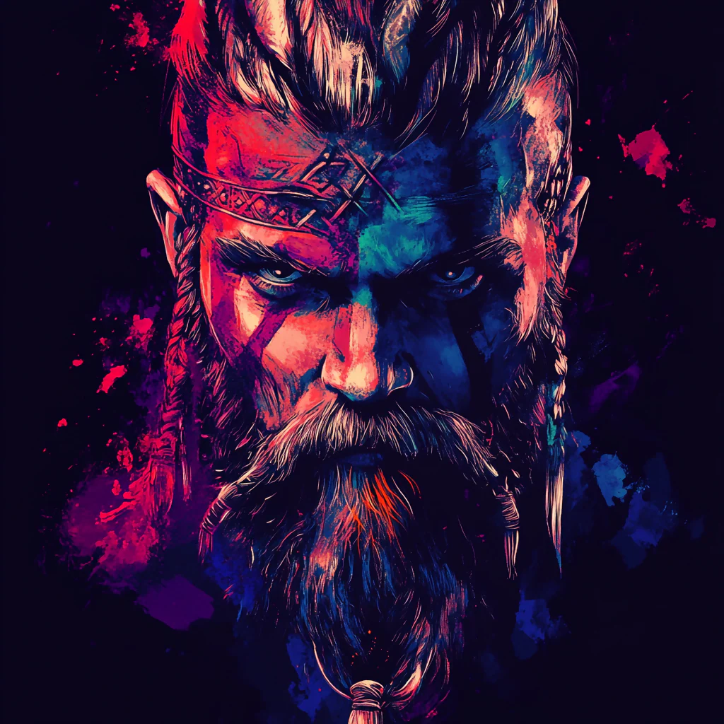 Valor of the Neon Viking Warrior