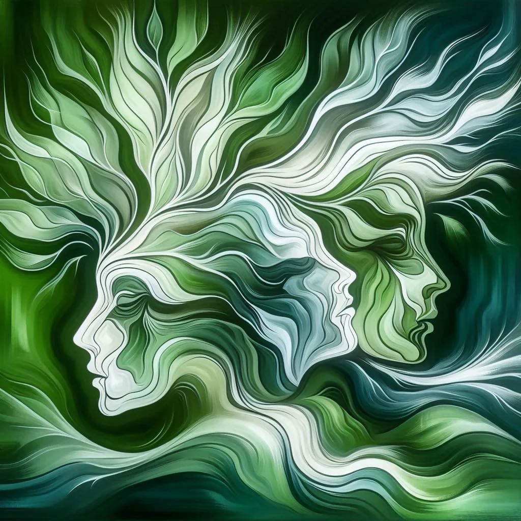 Verdant Whispers: A Symphony of Faces and Foliage