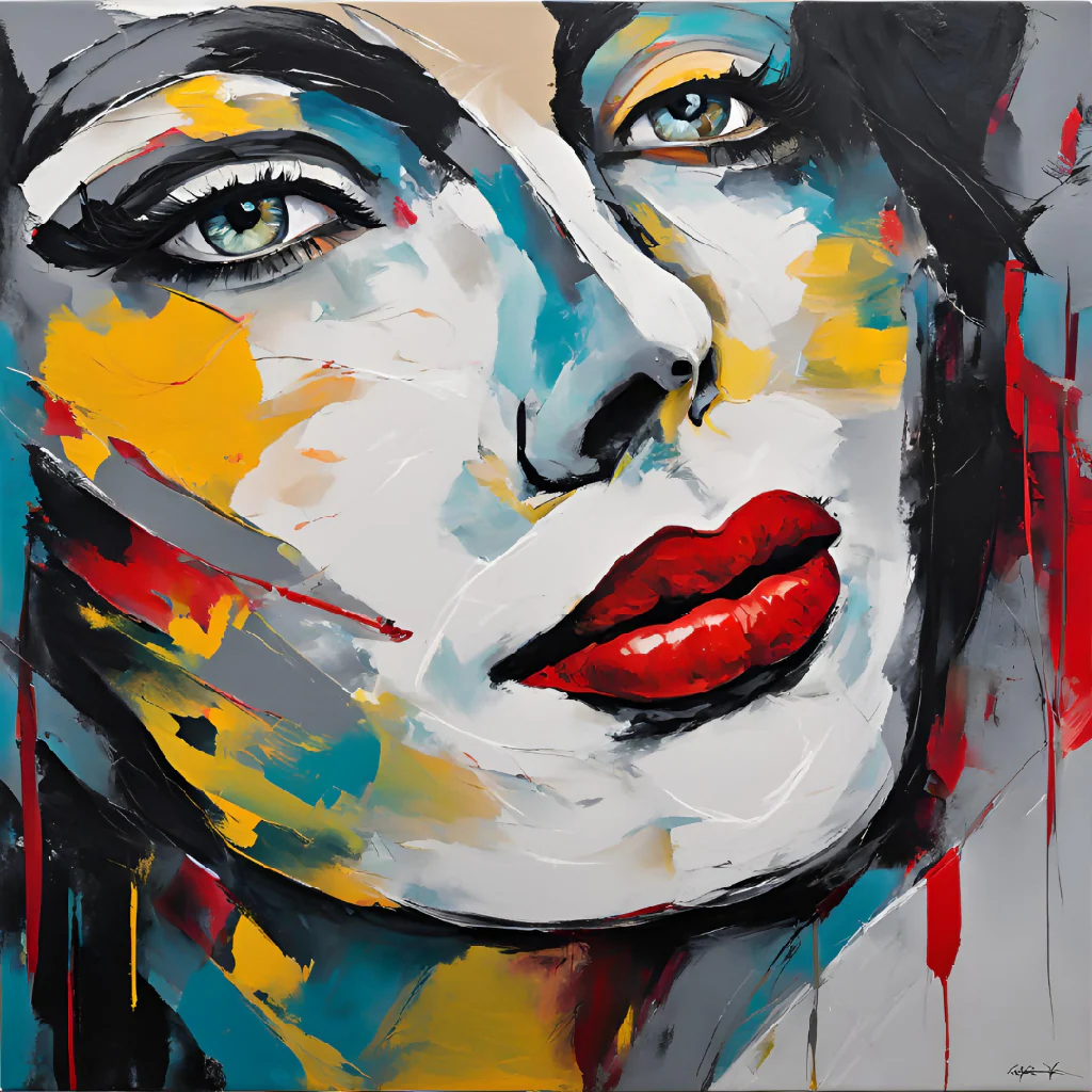 Vibrant abstract woman painting